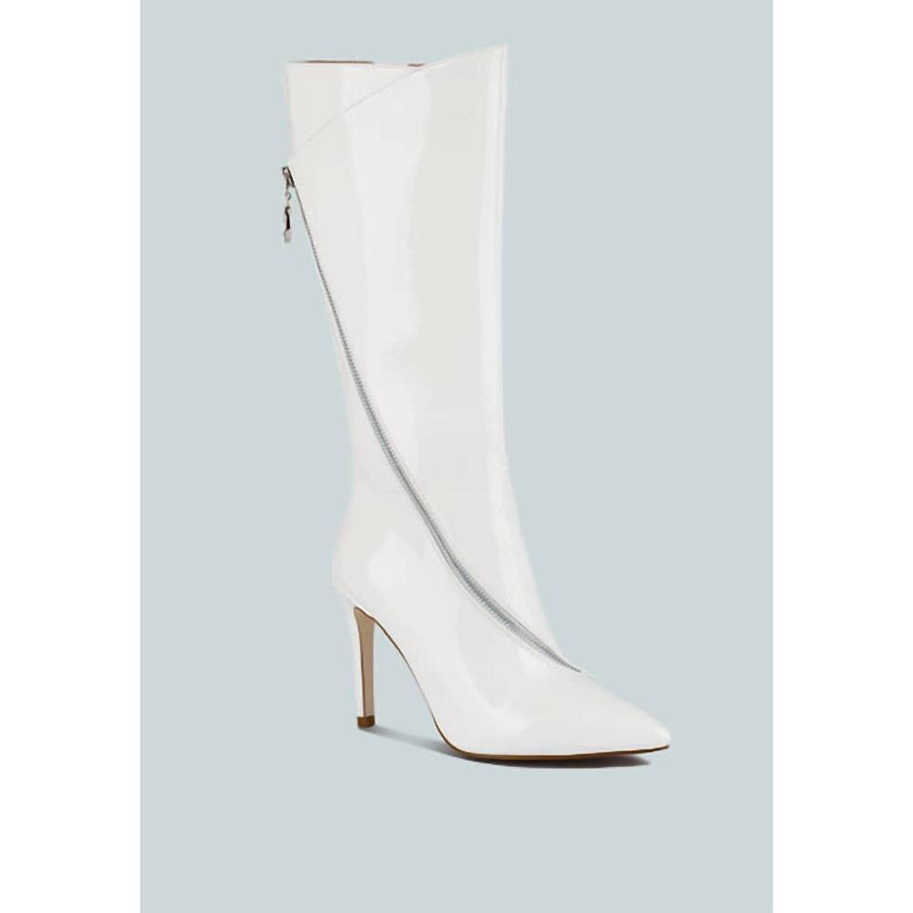 NEW RAG & CO. women's tsaroh zip around calf boots in white